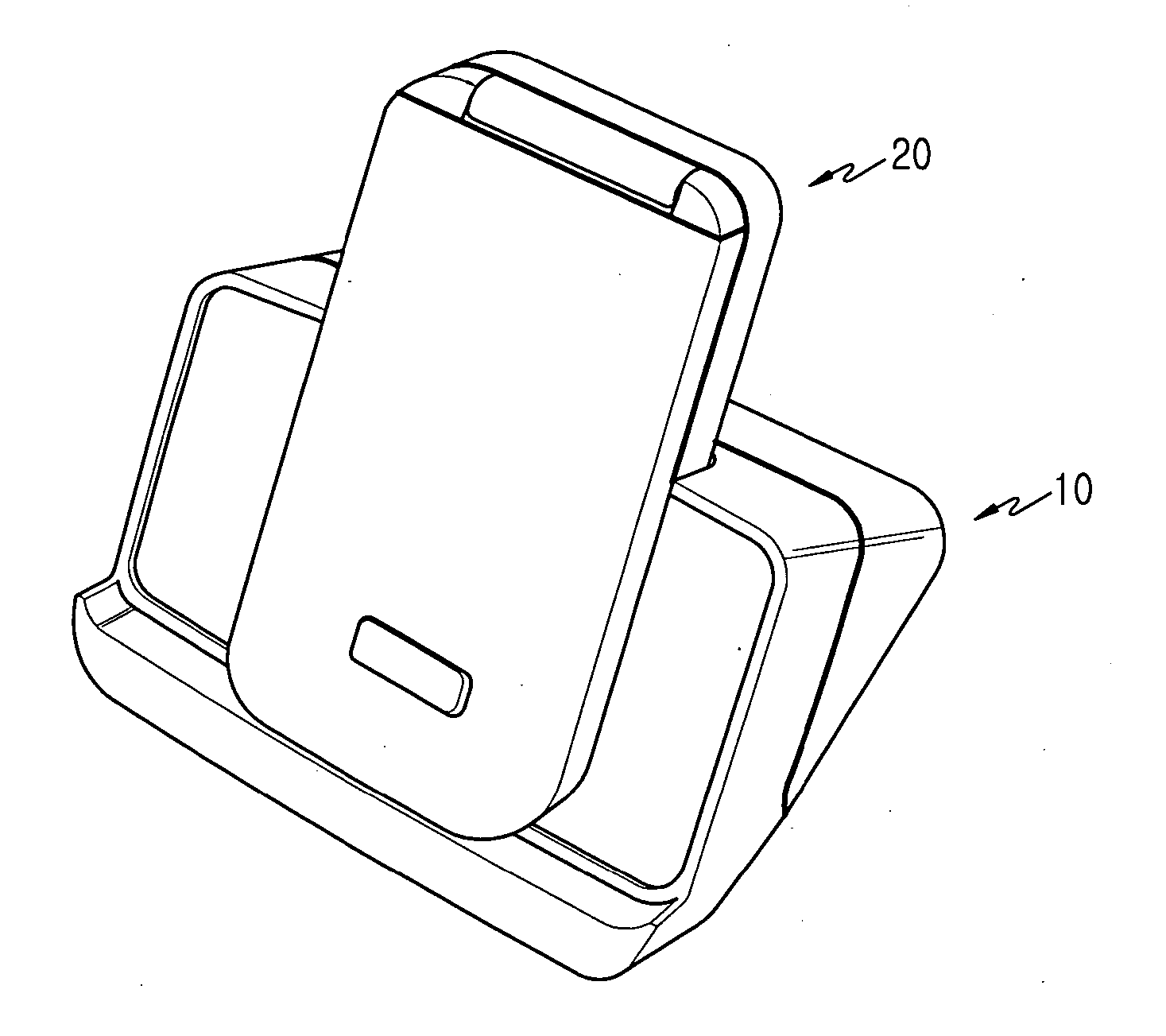 Charging cradle for seating portable device both horizontally and vertically