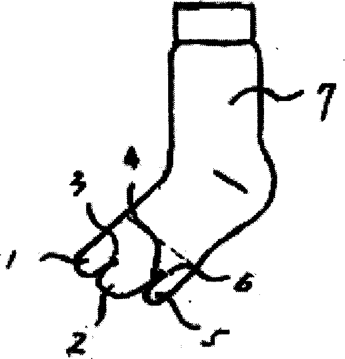 Toe tine double-needle three-toe socks, improved knitting device based on five-toe socks and knitting method thereof