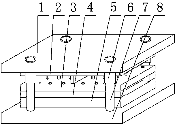 A compound die for punching and cutting