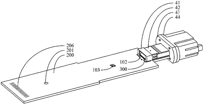 Packaging structure of multi-mode QSFP (Quad Small Form-factor Pluggable) parallel optical transceiver module