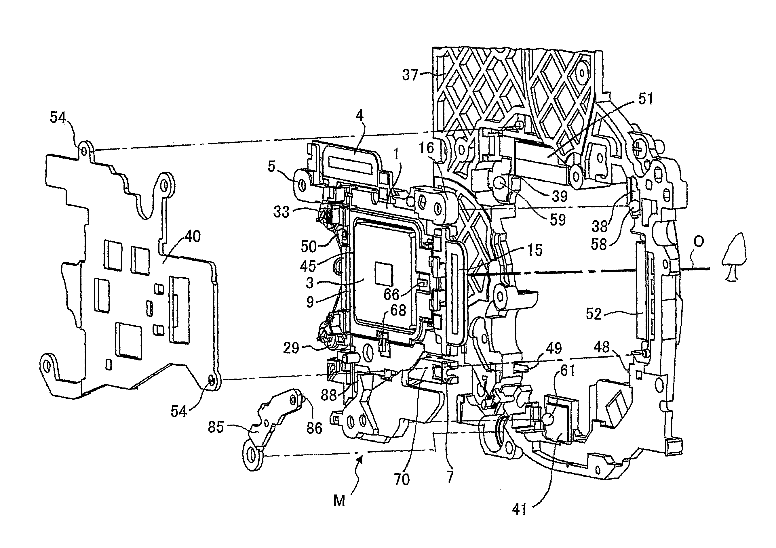 Shake correcting system with slide mechanism which allows unit to be freely movable, lens barrel, imaging device and hand-held data terminal