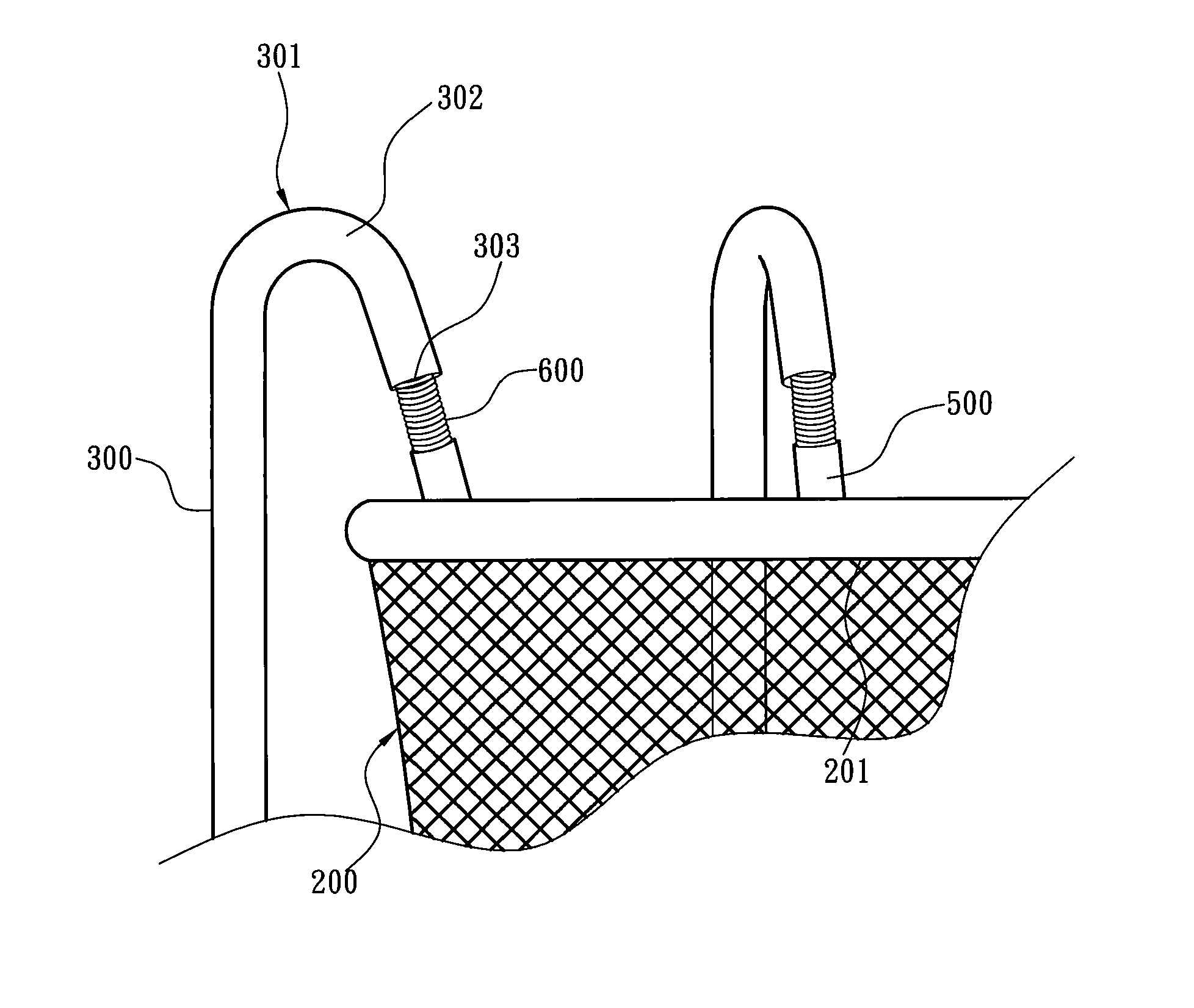 Trampoline surrounding net bracing structure