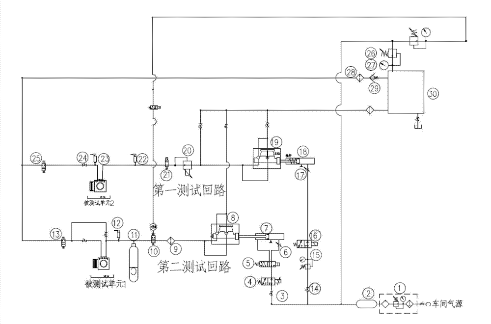 Novel device and novel method for testing ESP/ABS (Electronic Stability Program/Anti-lock Brake System) energy accumulator