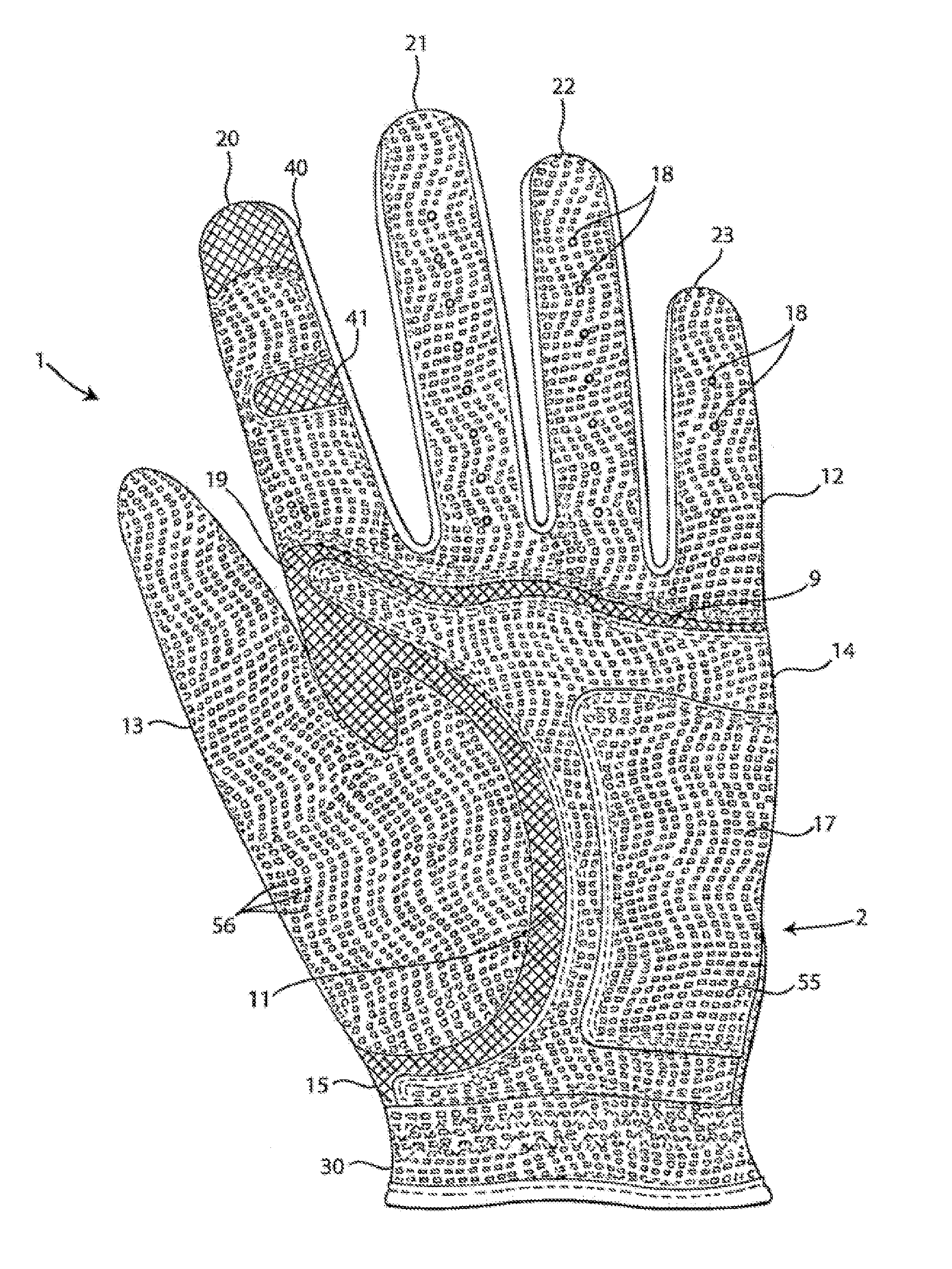 Glove for conforming to hands of various sizes