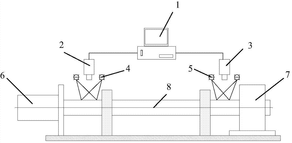 Method for measuring shaft torque, rotary speed and power parameters of power device based on double cameras