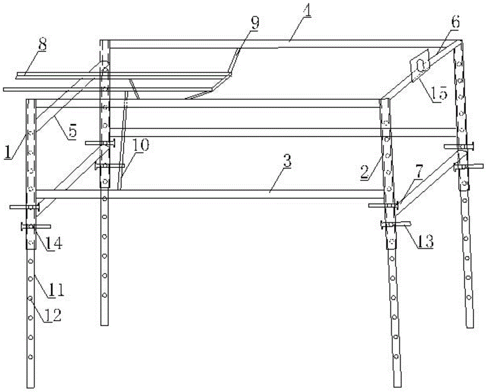 Convenient stable height-adjustable type roadway side portion anchor cable construction platform