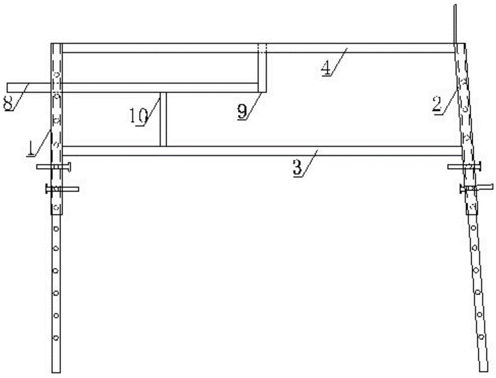 Convenient stable height-adjustable type roadway side portion anchor cable construction platform