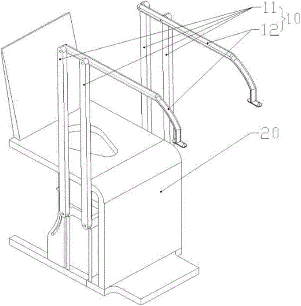 Double-connecting-rod type auxiliary toilet bowl