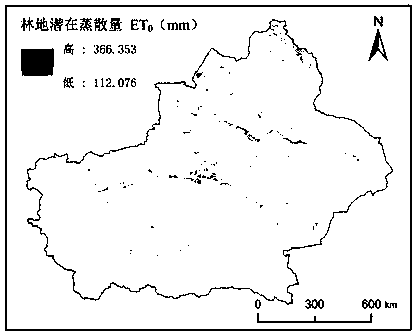 Method for quantificationally measuring forest land vegetation ecosystem water demand based on evapotranspiration