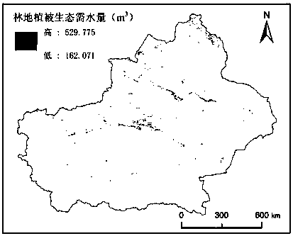 Method for quantificationally measuring forest land vegetation ecosystem water demand based on evapotranspiration