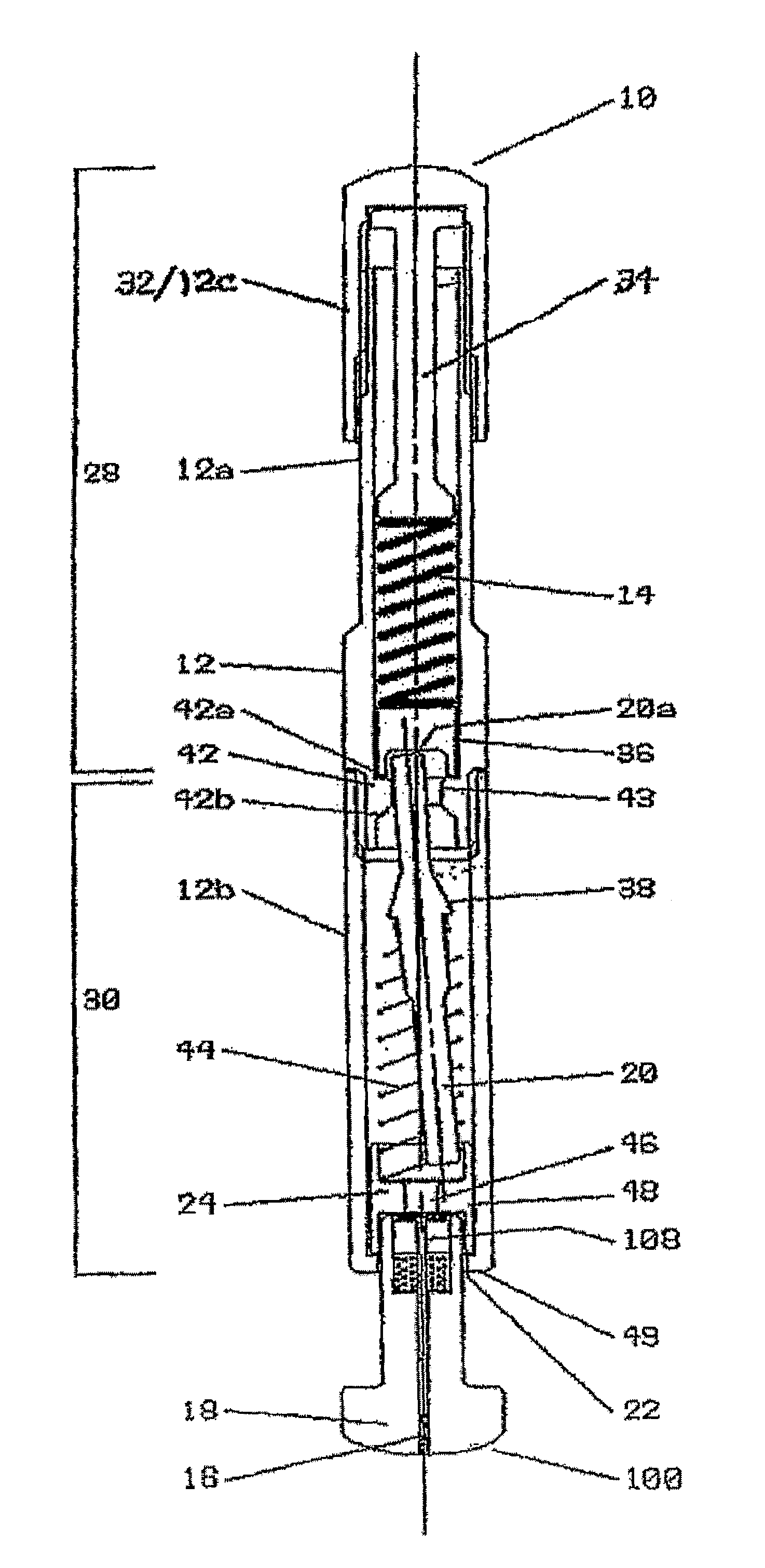 Disposable assembly containing a skin piercing element