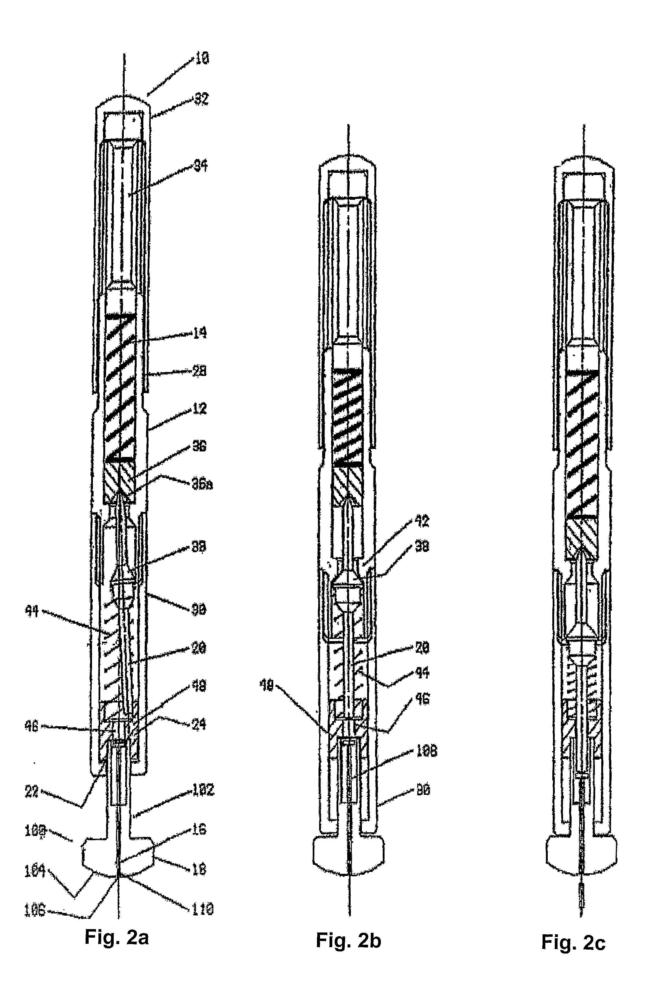 Disposable assembly containing a skin piercing element