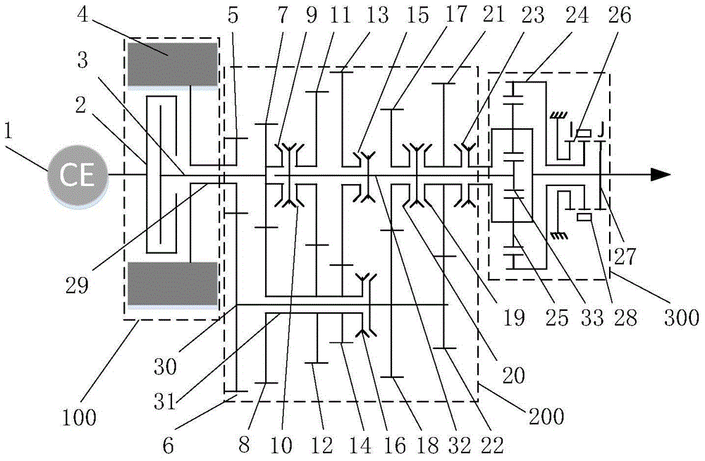 Parallel type hybrid power multi-gear transmission case for power gear-shifting of commercial vehicle