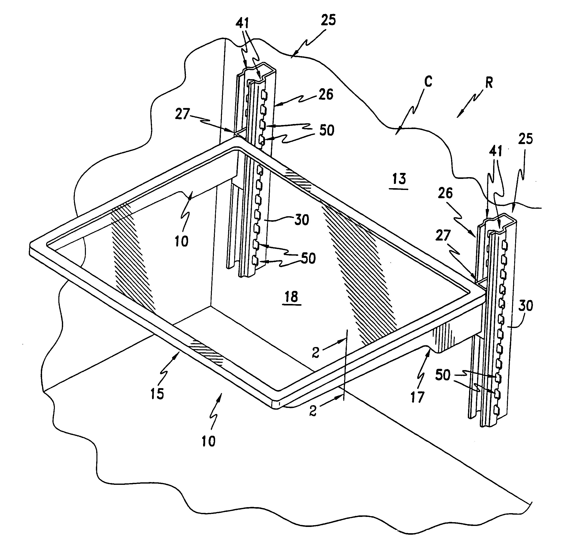 Vertically adjustable shelves and refrigerator compartment housing the same