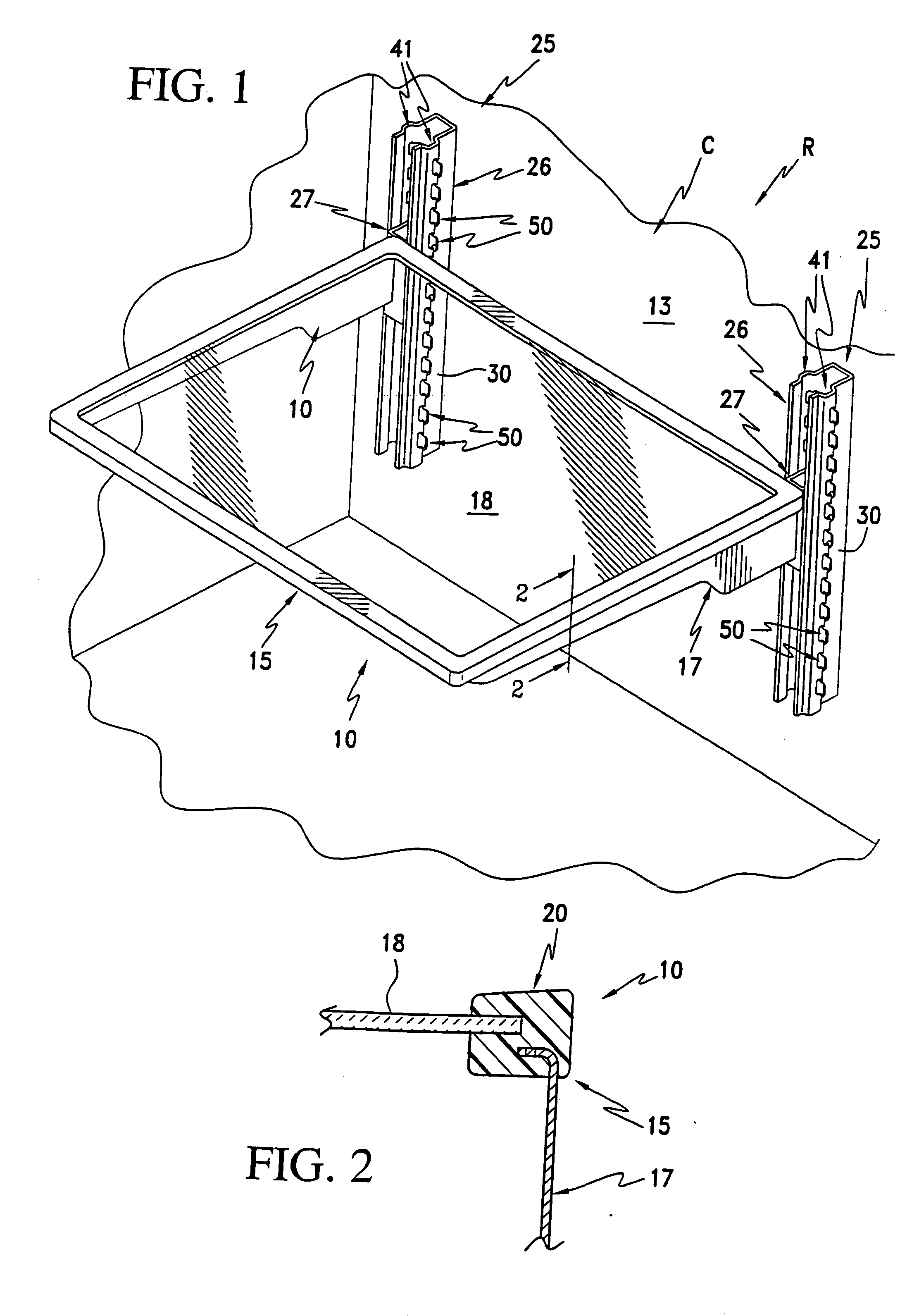 Vertically adjustable shelves and refrigerator compartment housing the same