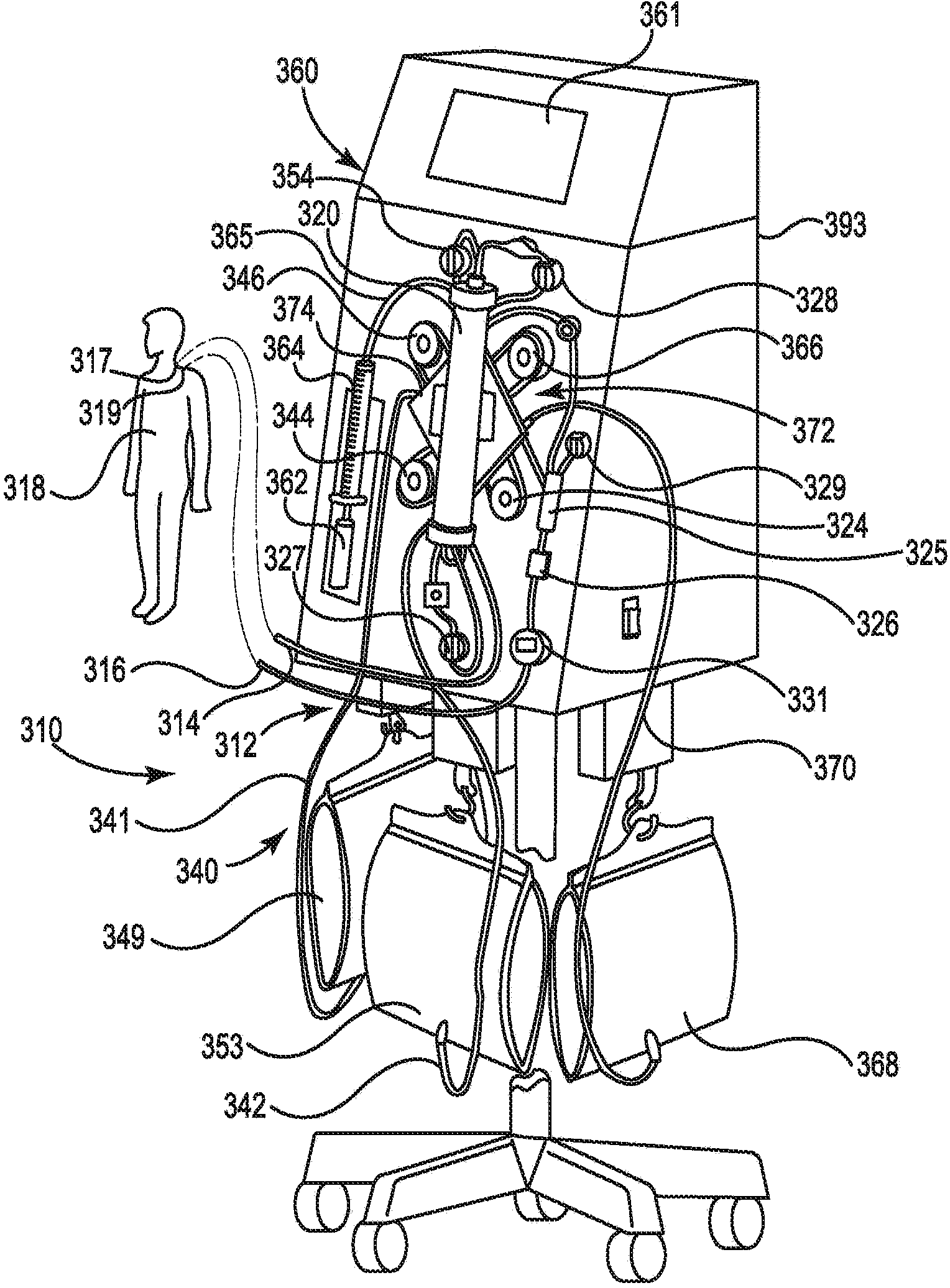 Blood kit components connection and detection