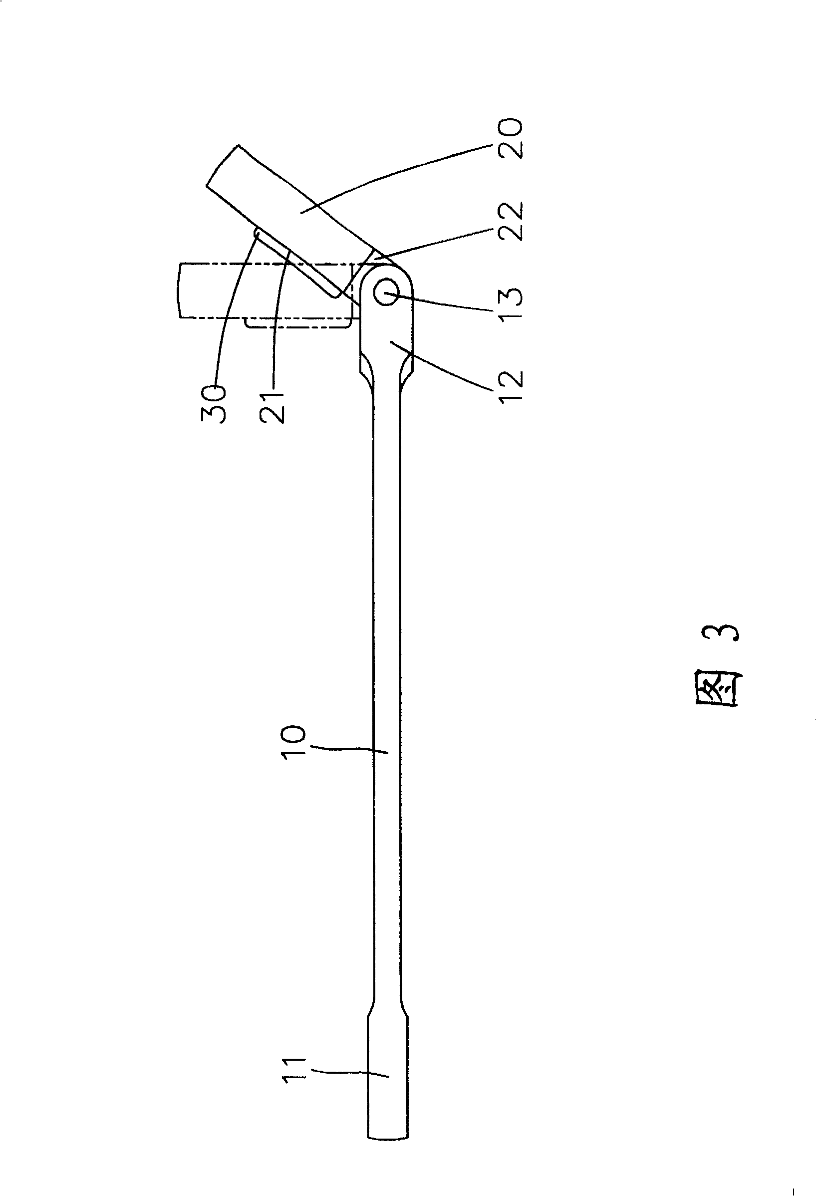 Swing-head spanner push-button structure