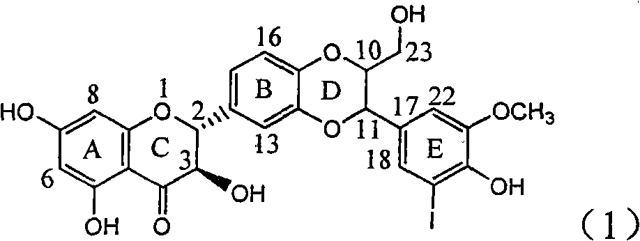 Application of ring E iodine substituted silybin in preparing medicaments for treating viral hepatitis B