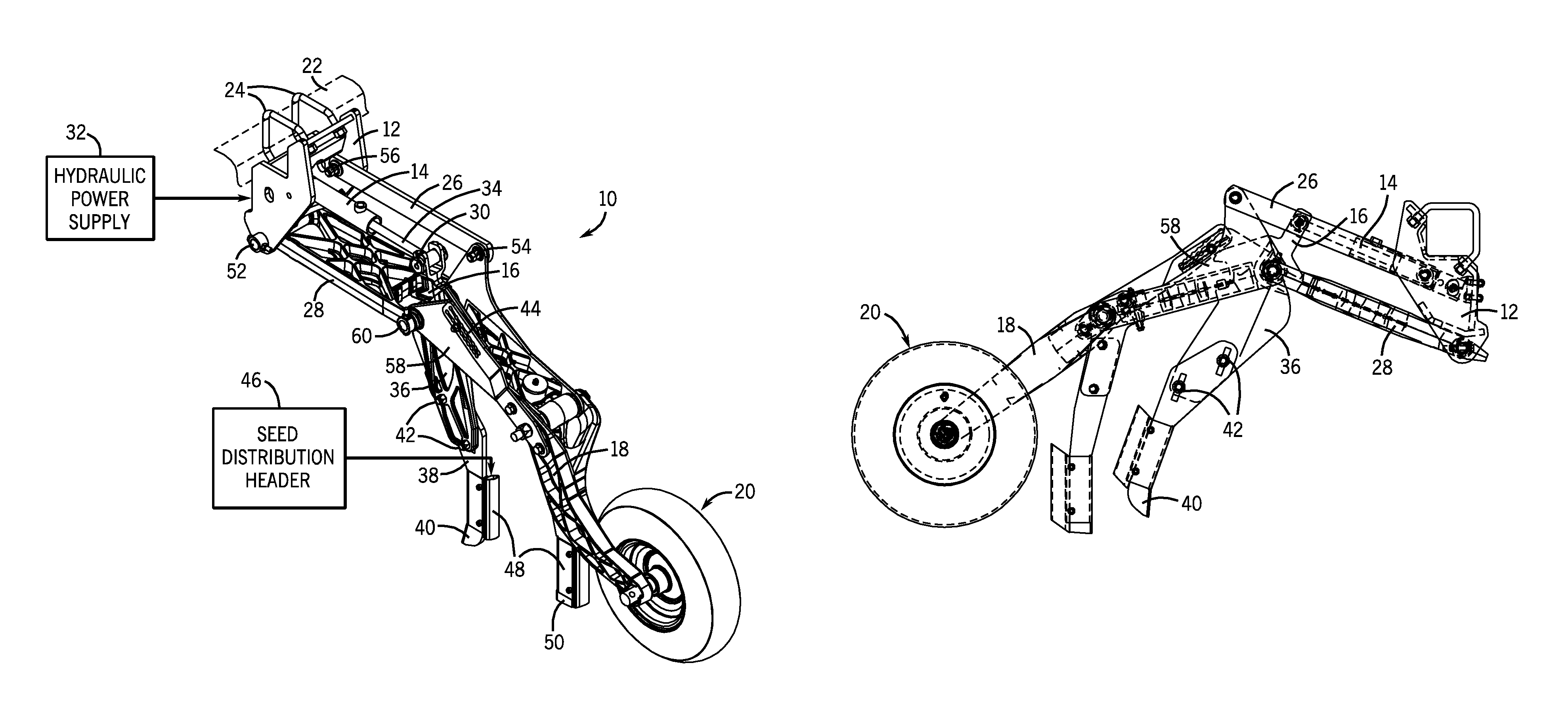 Precision hoe opener with draft force compensation