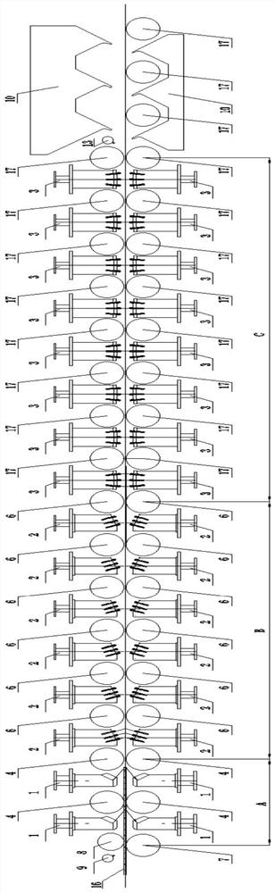 Symmetrical constraint roller type quenching device and quenching method for heat treatment reinforced aluminum alloy plate