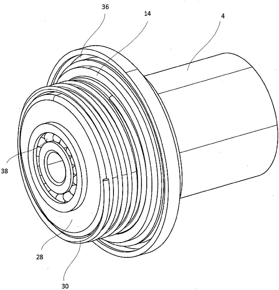 Electromechanical rotational damper with tension and compression stop