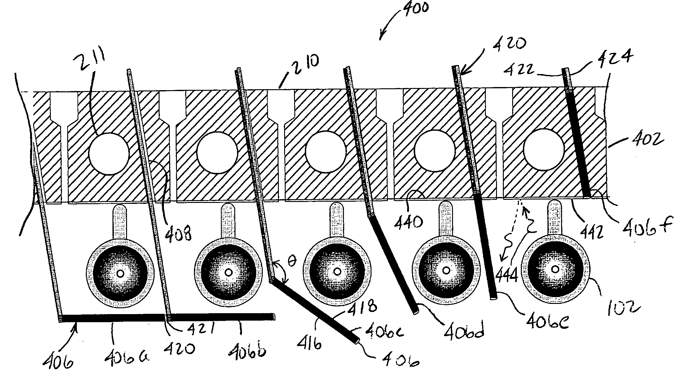 Shadow-free shutter arrangement and method