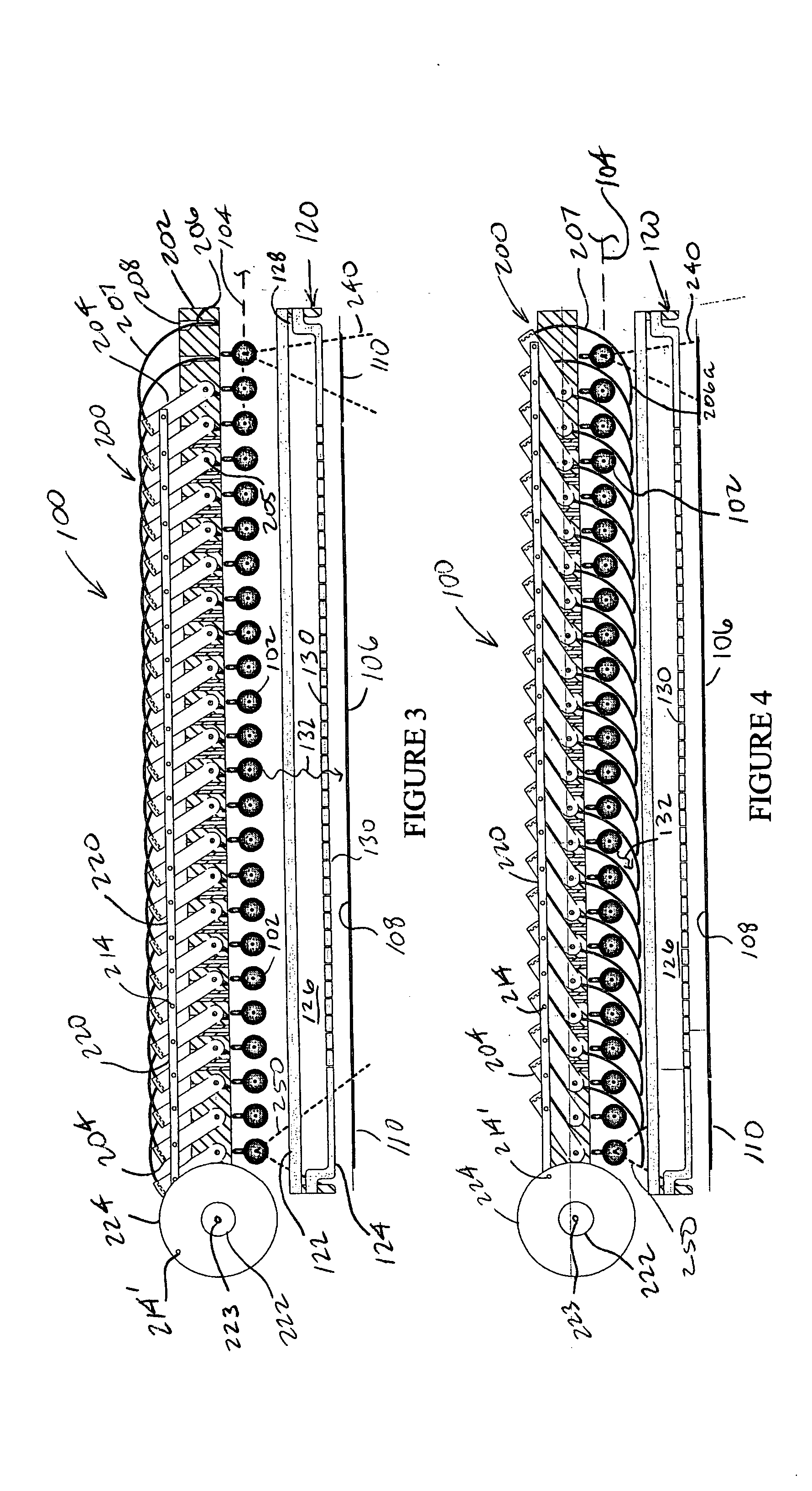 Shadow-free shutter arrangement and method