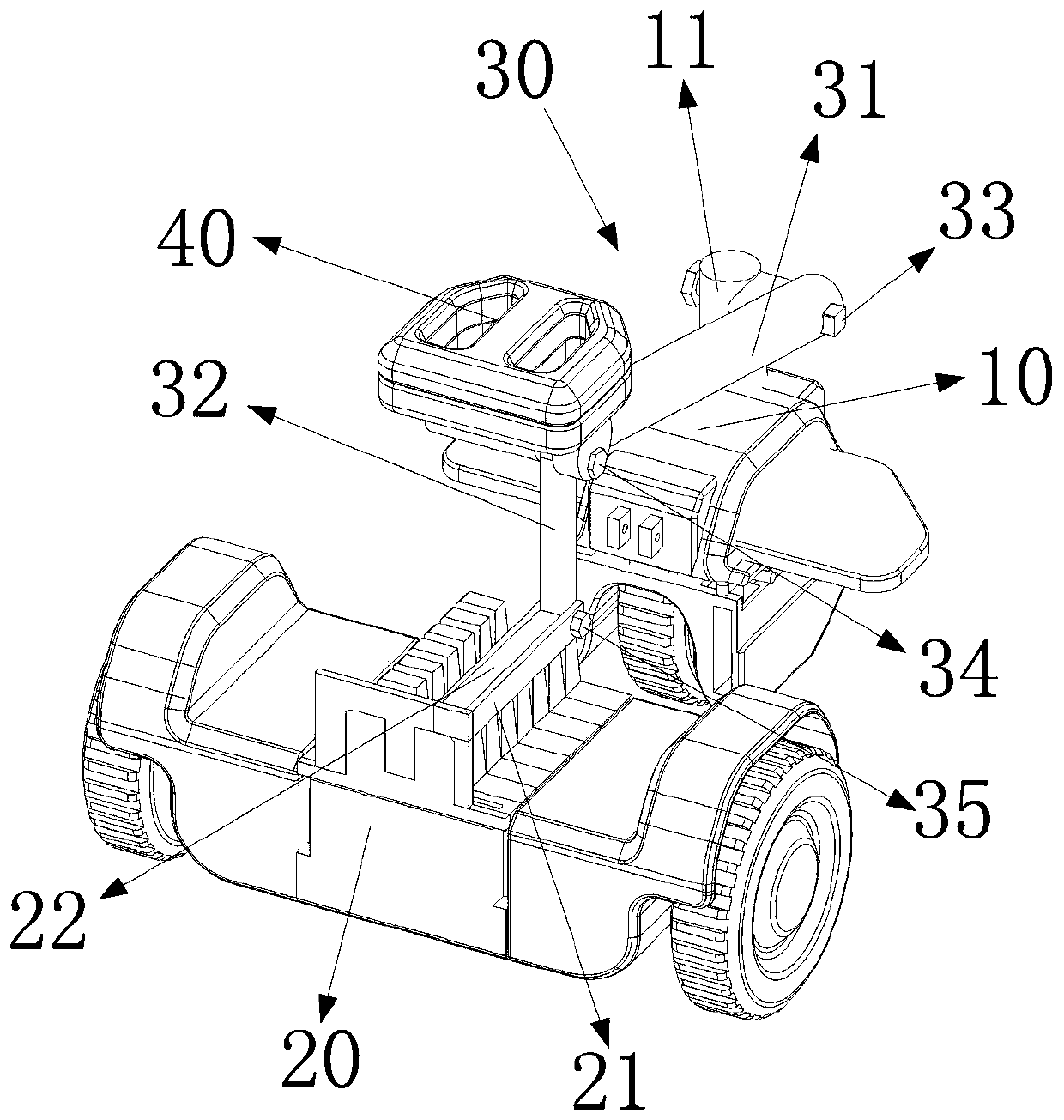 A scooter that adjusts the length of the body based on the angle adjustment of the stretching mechanism