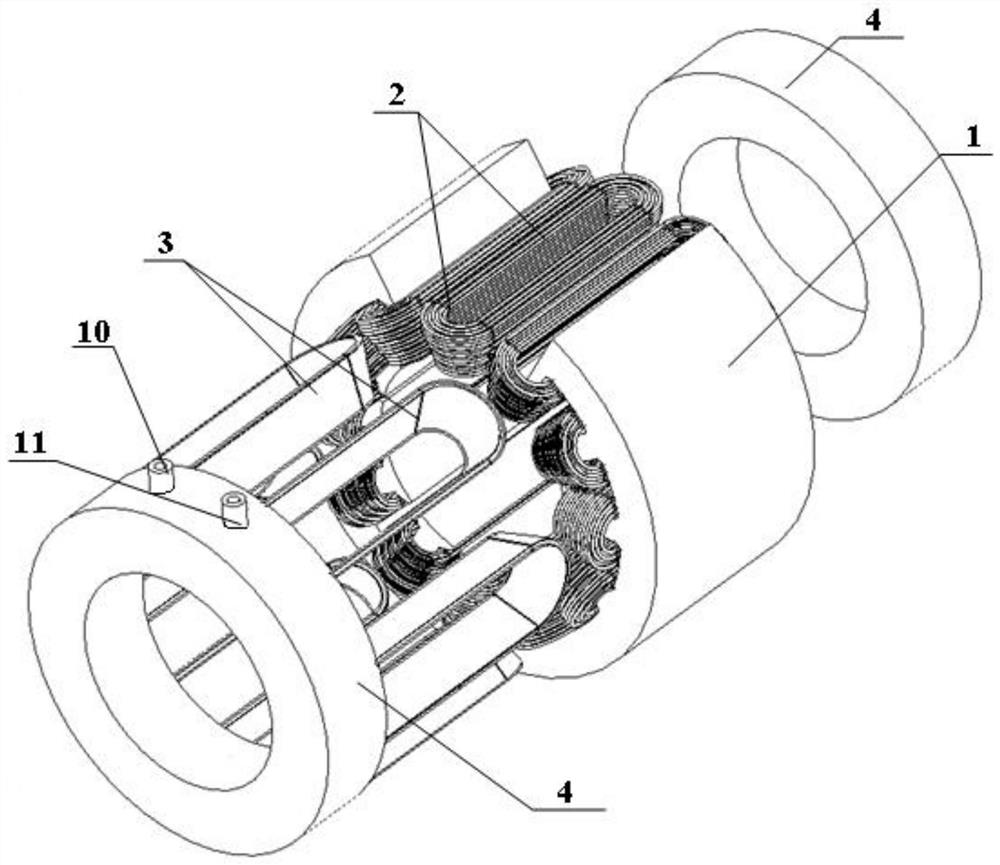 Water cooling structure in stator slot and manufacturing method thereof