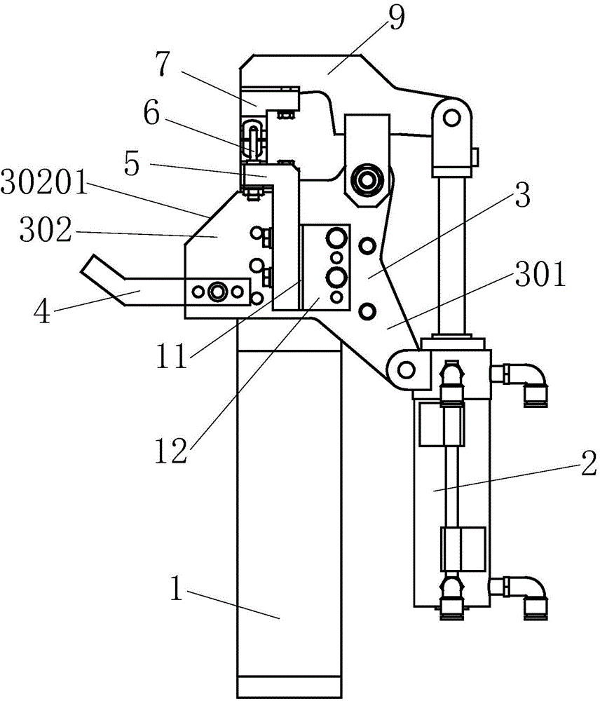 A jig for the lower right mounting bracket assembly of an ip body