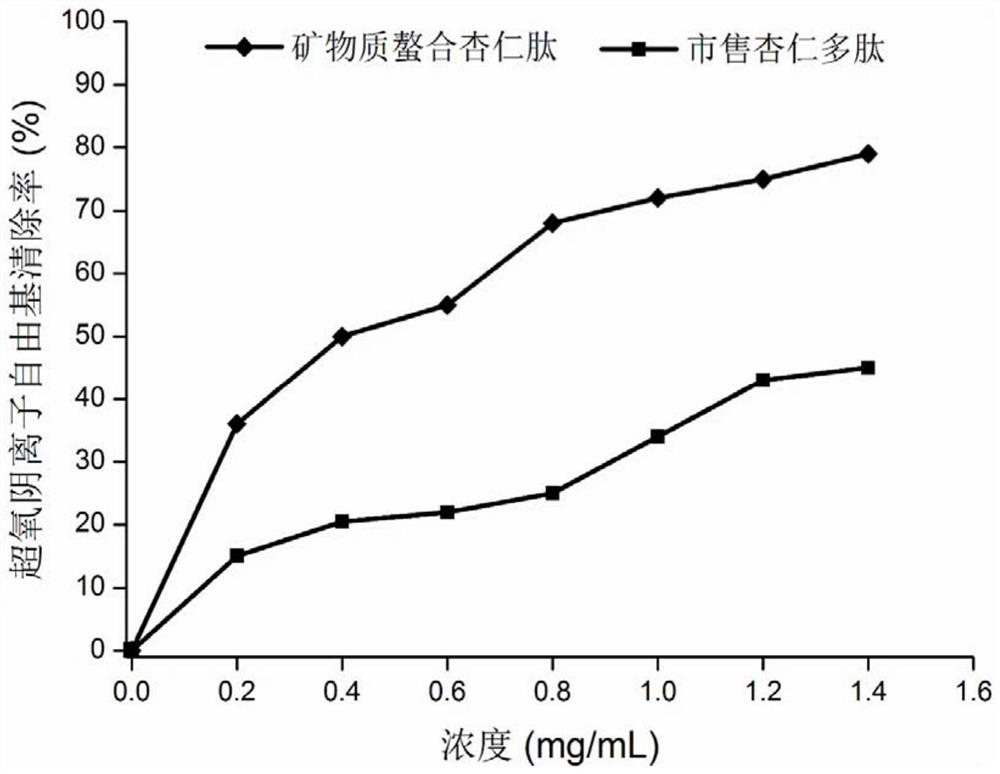 Ultrasonic-assisted mineral chelated almond peptide as well as preparation method and application thereof