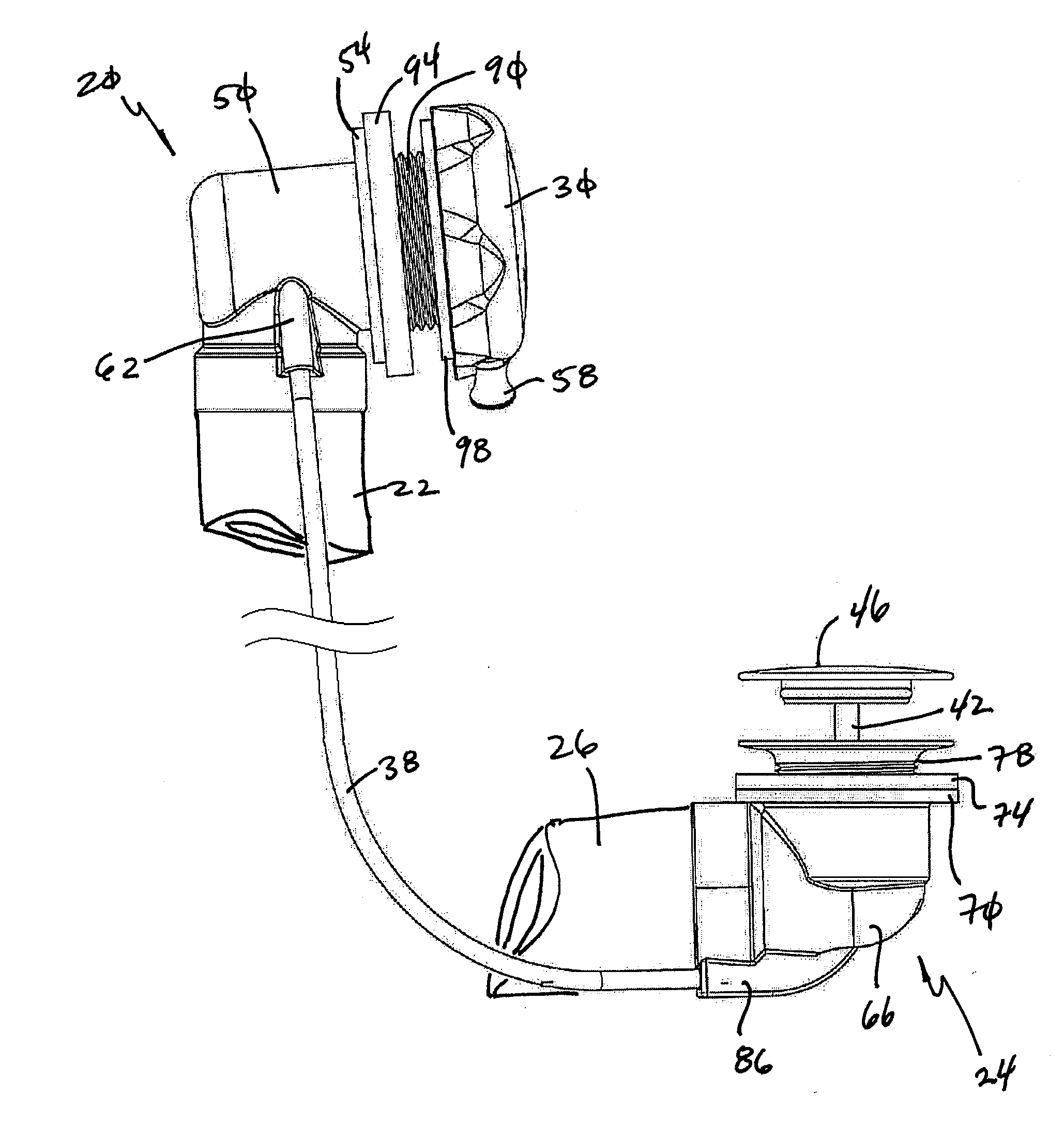 Cable actuated drain