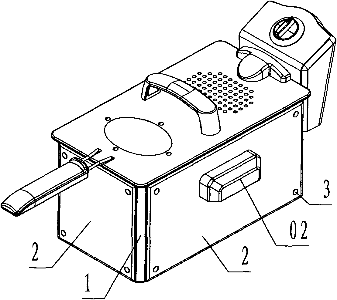 Household electric heating fryer with glass housing