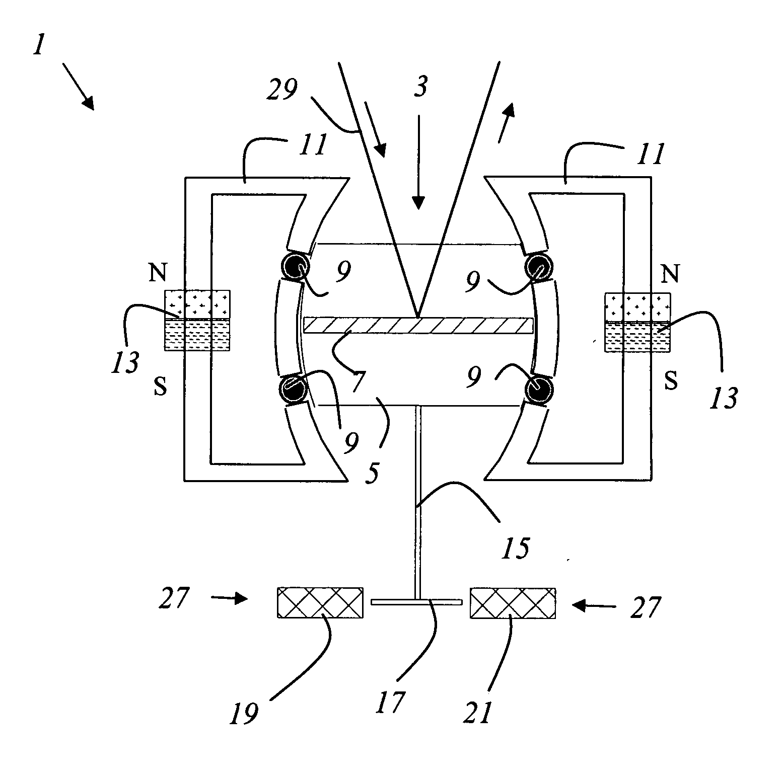 Beam deflection device