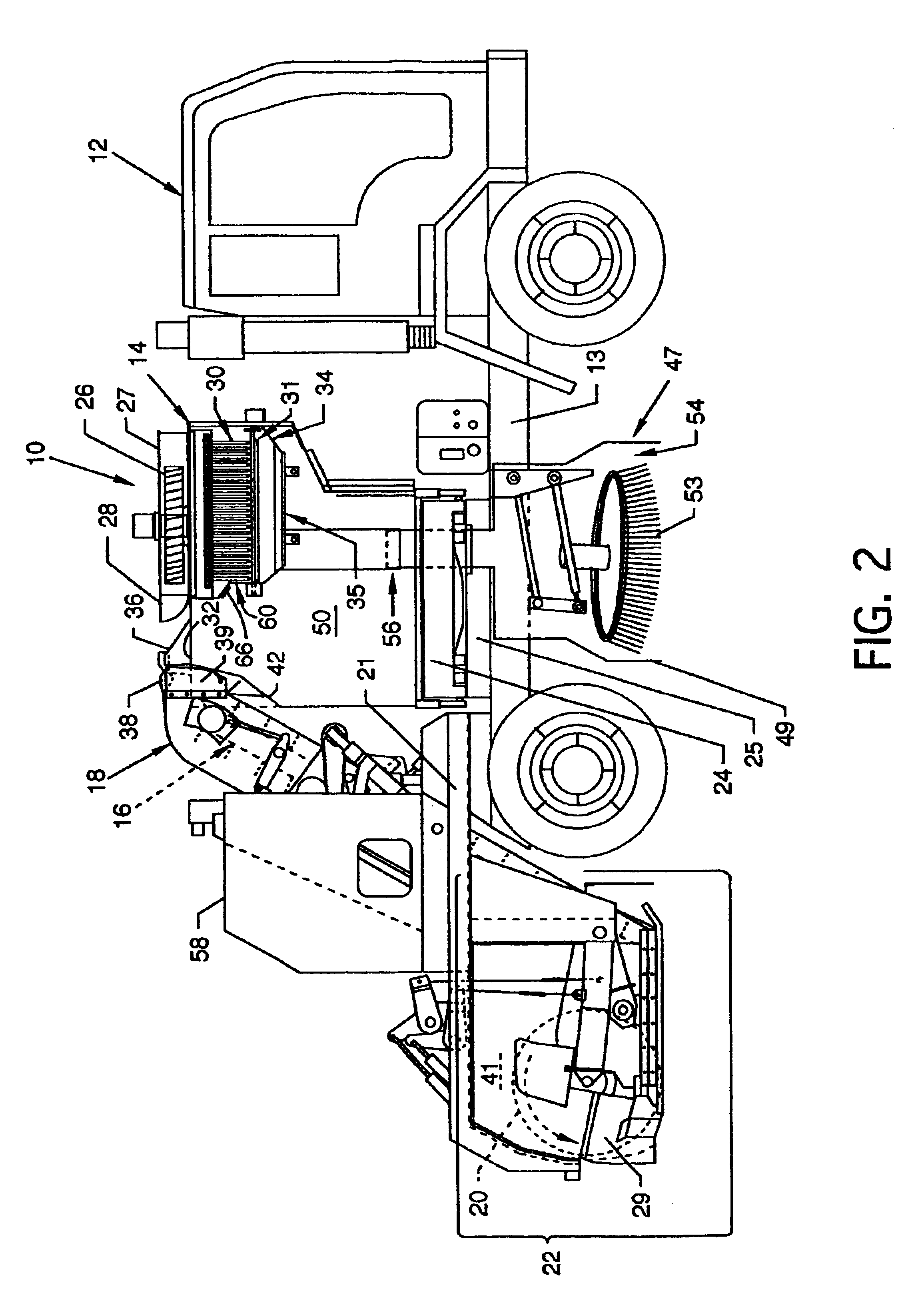 Street sweeper with dust control