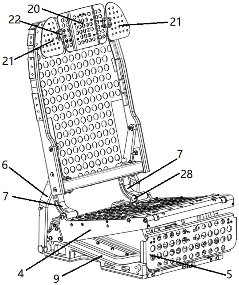 Seat capable of adjusting sitting and lying states in rail vehicle business district