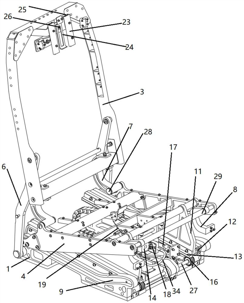 Seat capable of adjusting sitting and lying states in rail vehicle business district