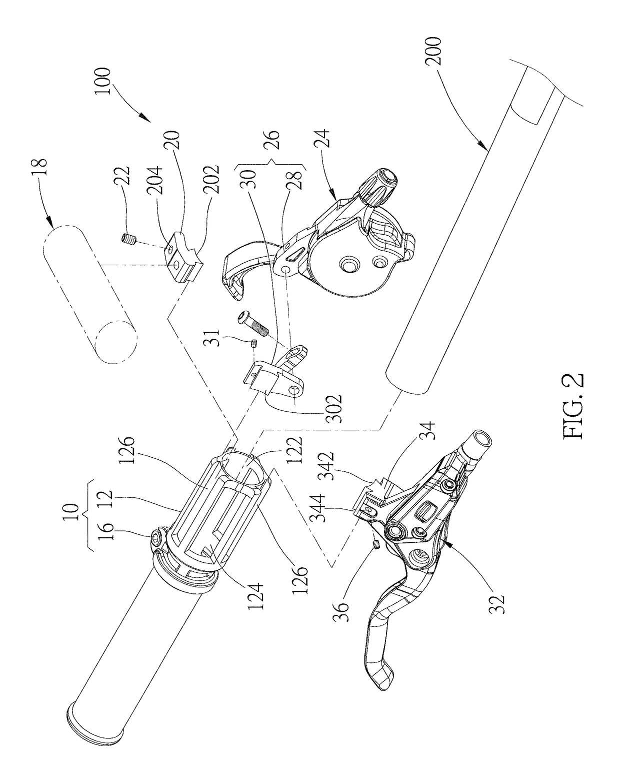 Accessory assembly of bicycle and mounting device of the accessory assembly