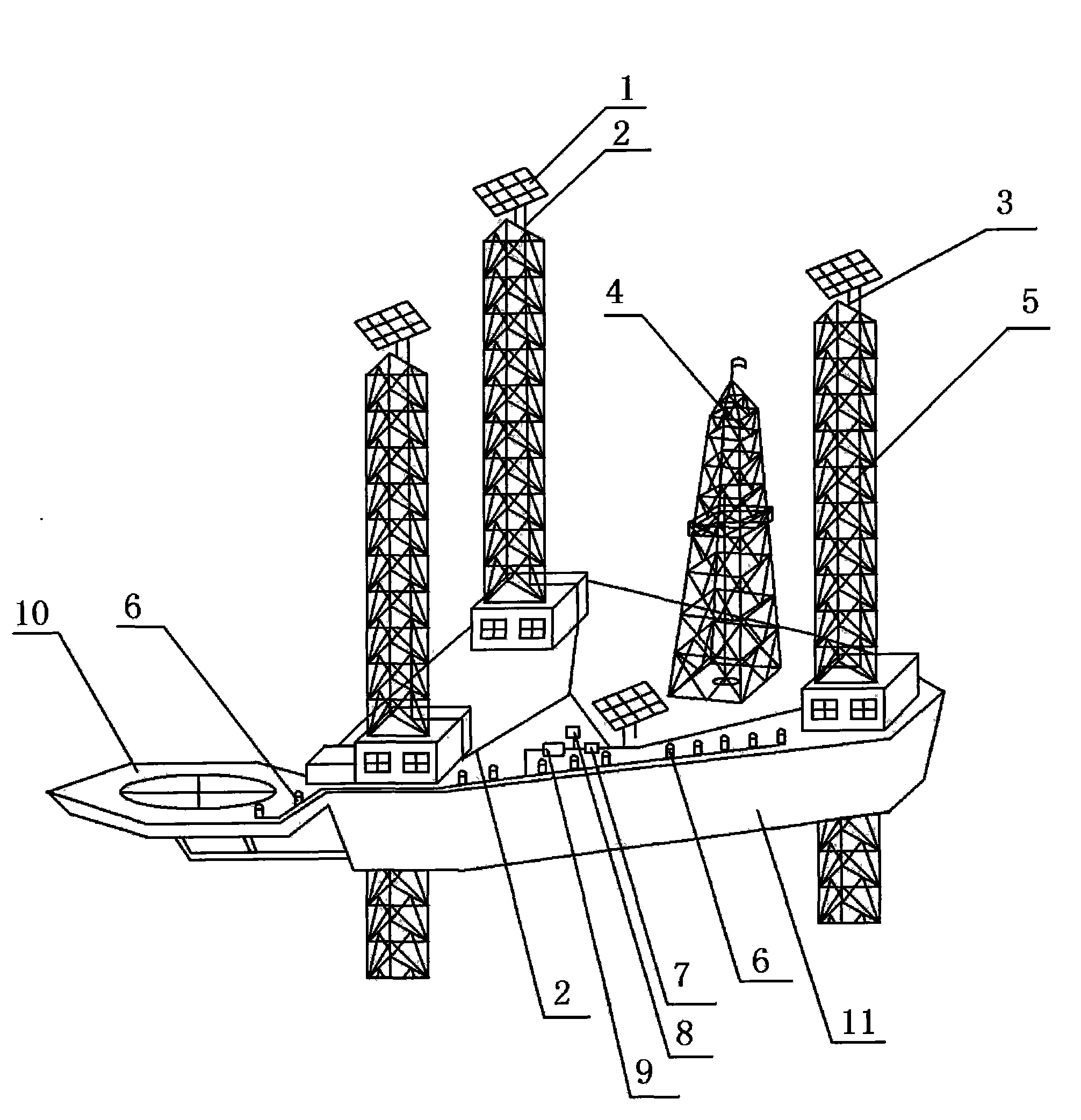 Power supply device of solar photovoltaic power generation system applied to offshore oil platform