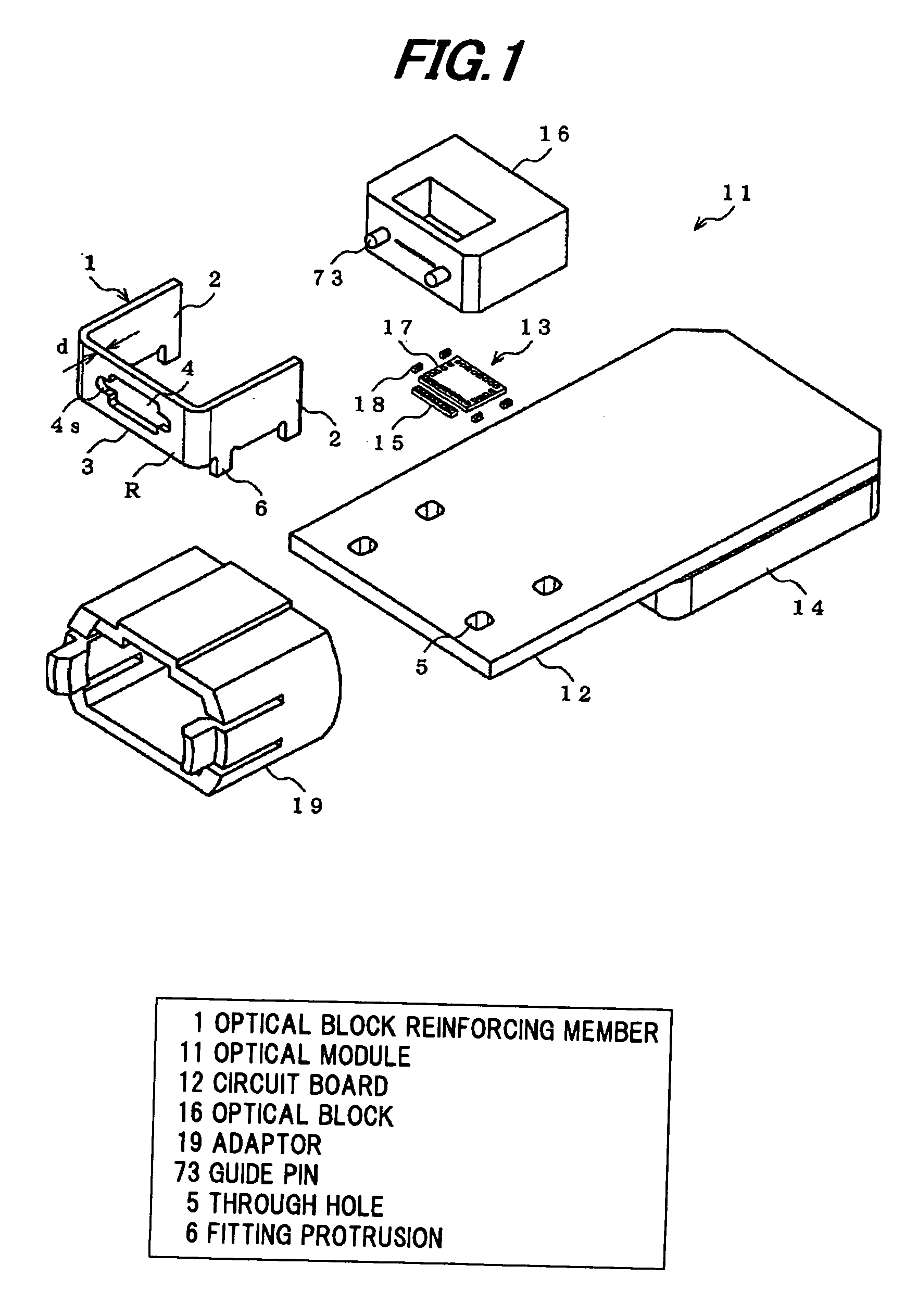 Optical block reinforcing member, optical block and optical module