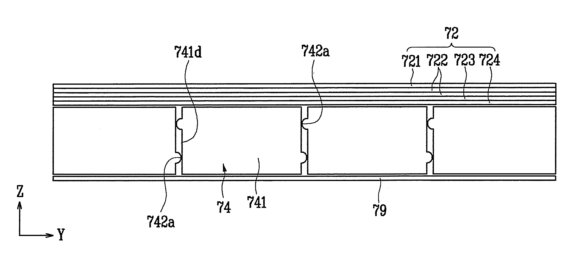 Backlight assembly with plural light guides separated by protrusions