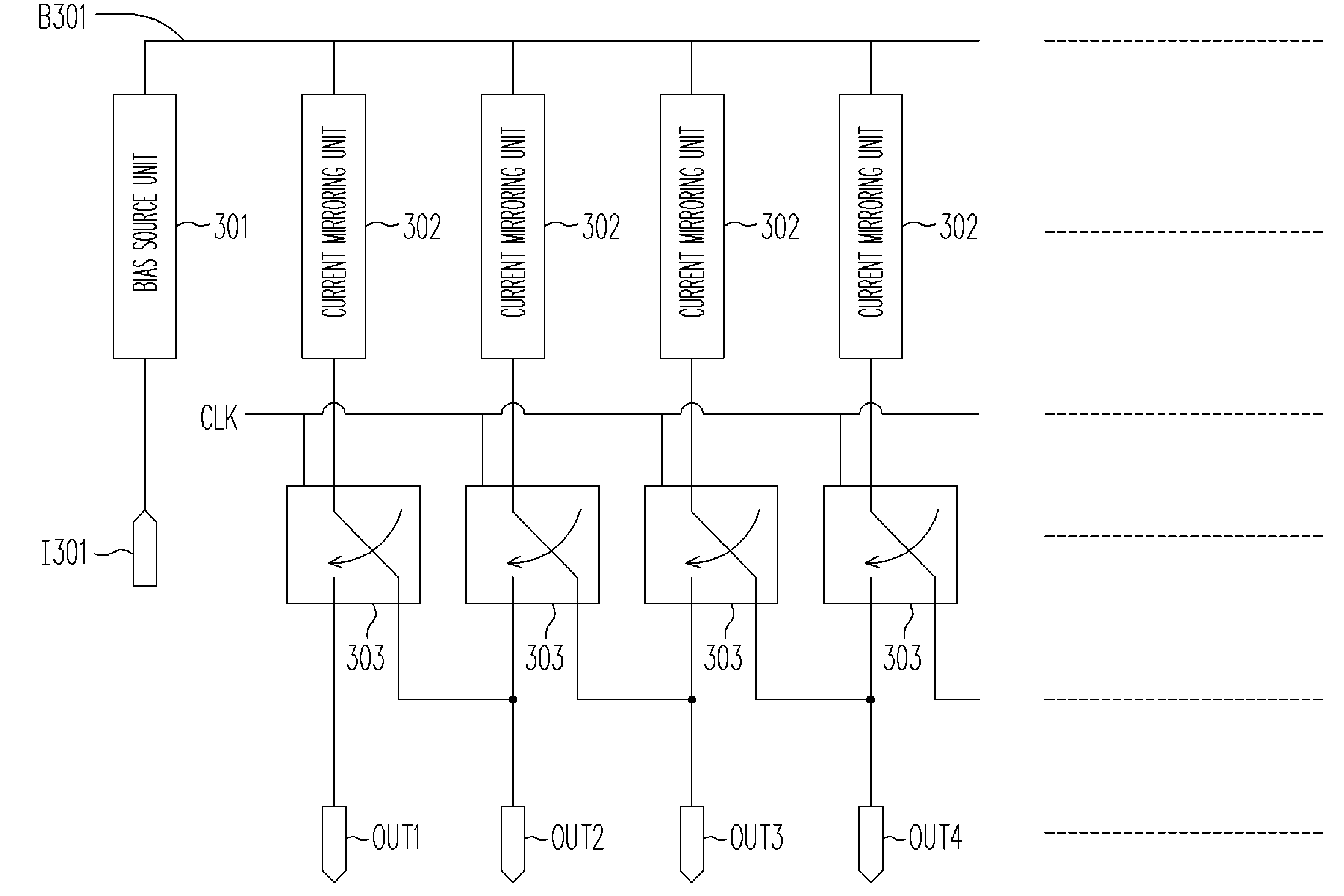 Chain-chopping current mirror and method for stabilizing output currents