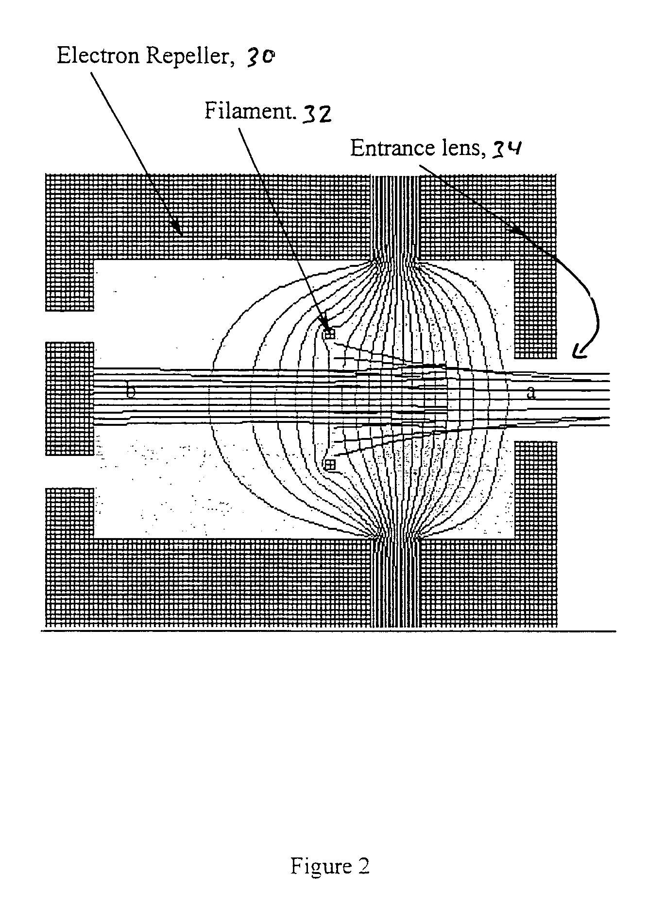 Electron ionization source for othogonal acceleration time-of-flight mass spectrometry