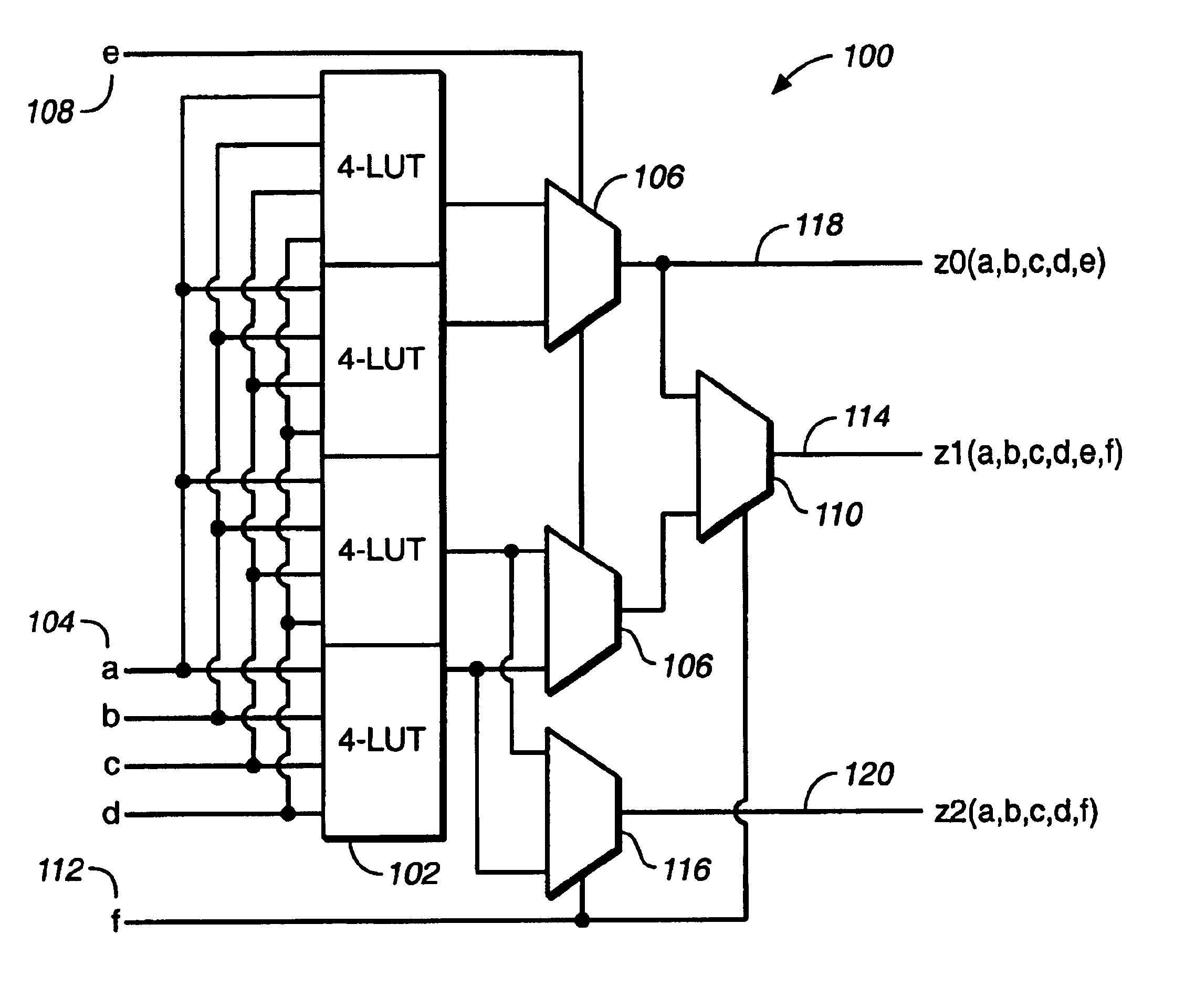 Fracturable lookup table and logic element