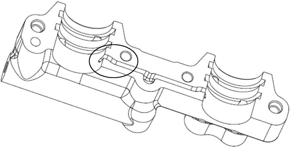 Plane deslagging structure of die-casting die used for ultra-low-speed die-casting of camshaft front bearing cap