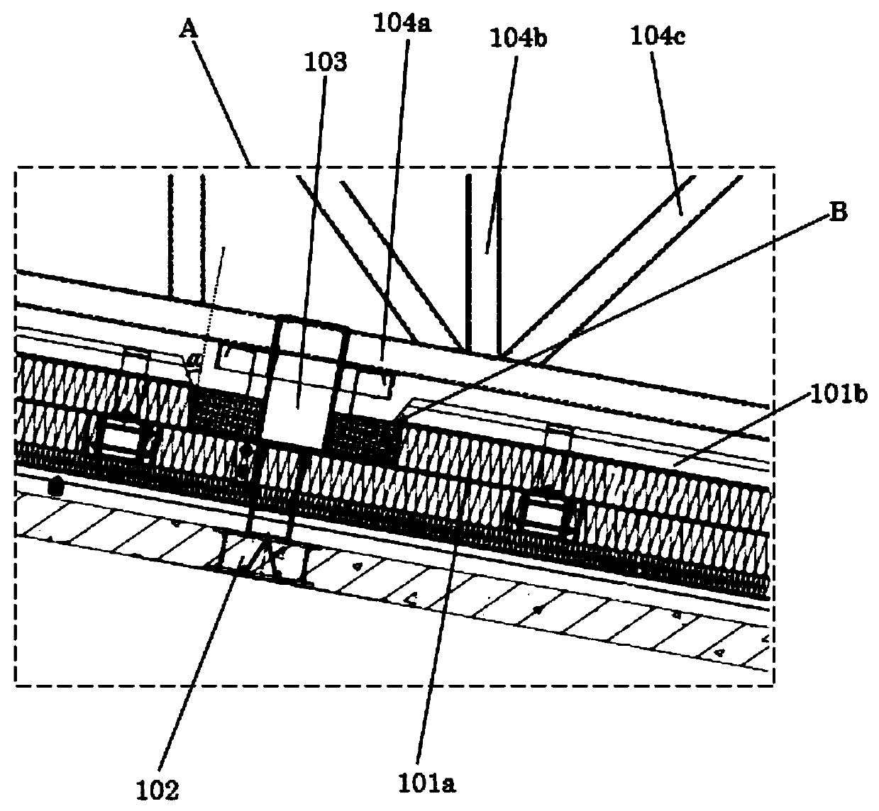 Waterproof composite roof supported by steel structure and decorated by honeycomb aluminum plates and construction method of waterproof composite roof