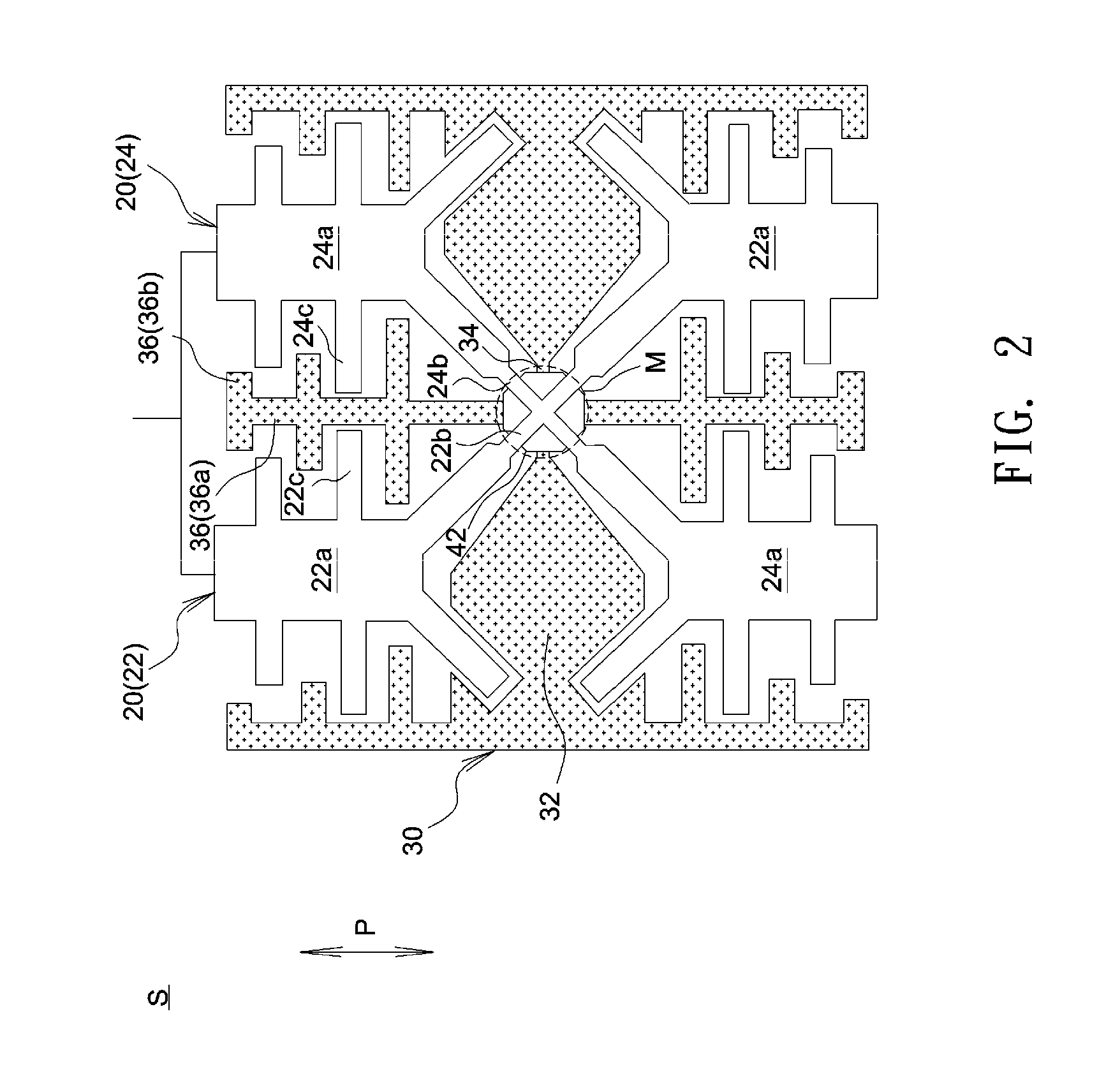 Touch-sensing electrode structure and touch-sensitive device