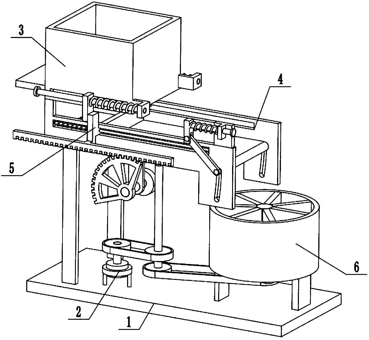 Intermittent feeding and distributing device for animal husbandry