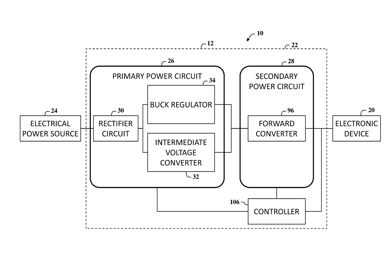 Electrical circuit for delivering power to consumer electronic devices