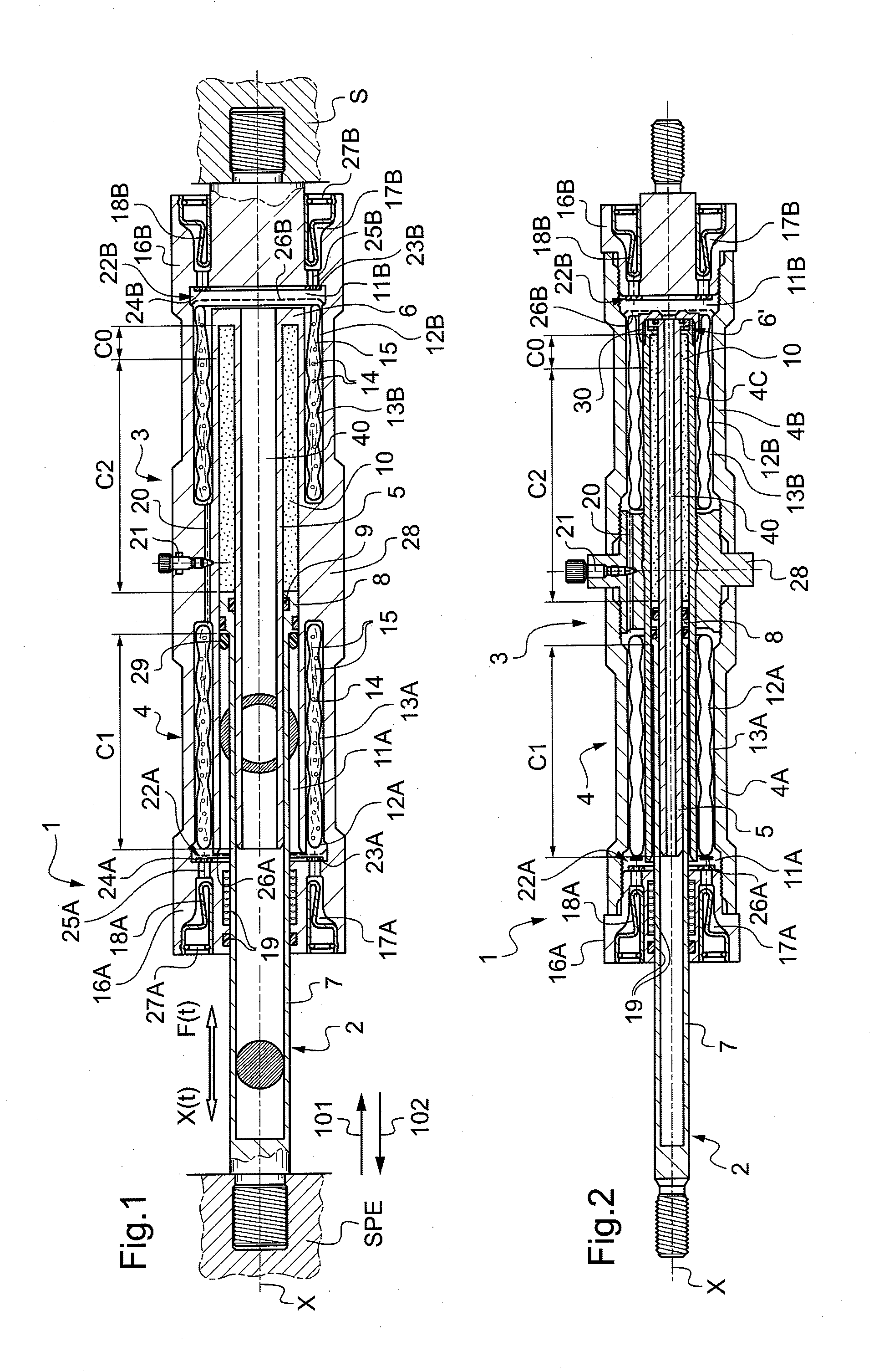 Virtually oil-free shock absorber having high dissipative capacity